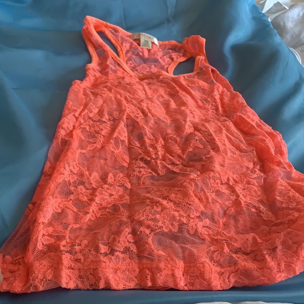 Bozzolo‎ orange lace tank top, Small